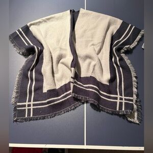 Navy blue and grey sweater wrap